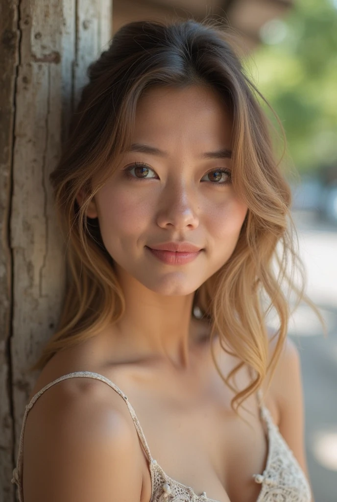 NSFW, ((Highest quality)), ((8K)), ((Masterpiece:1.3)), (perfect appearance), Japanese mature woman, 20 years old, ((realistic skin texture)), (bright skin), (Wrinkles on the face), Double eyelids, (Crying mole), Eyes are looking here, Staring earnestly , (long wavy hair), (black hair), Nervous expression, ((puffed breasts)), bulge nipples, (Whole body: 1.4), Beautiful navel,