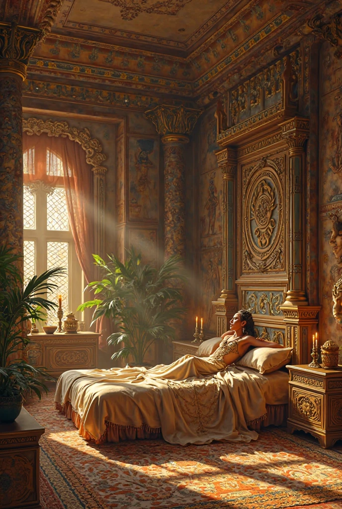 create a photograph of King Solomon sleeping in Bible times,