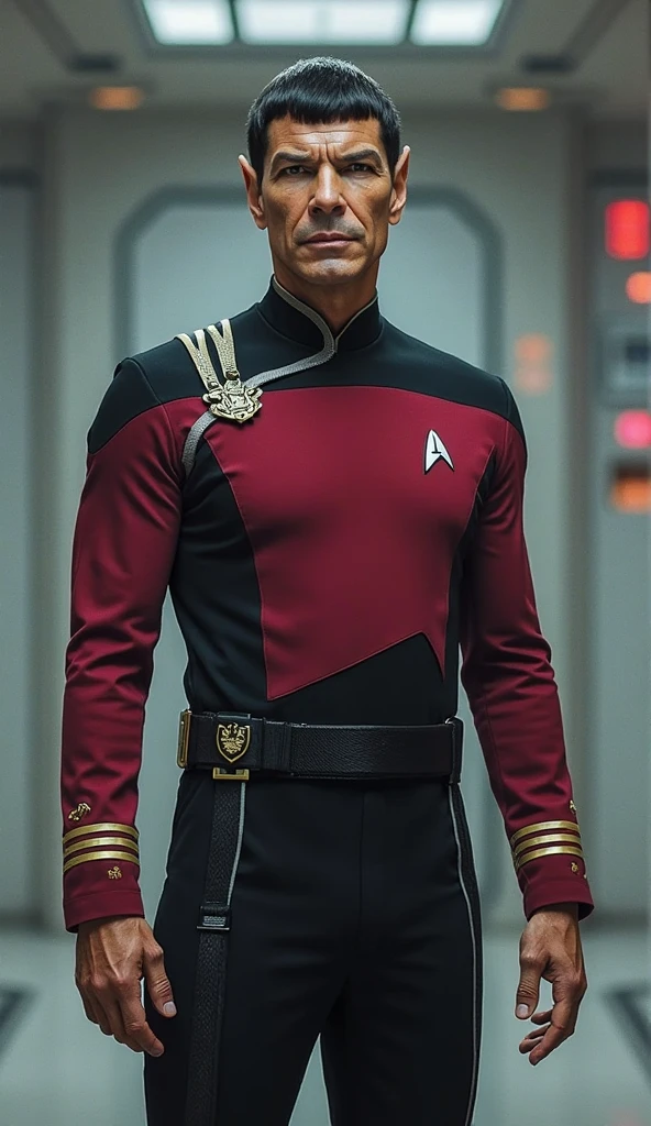 <lora:BulkedUpAIR1.5:0.1>. (close up body shot:0.7), at futuristic spaceship port:1.1, wearing tmatching pants, (wearing large muscular futuristic science fiction uniform:1.3), , matching futuristic belt, (black and red color star trek uniform), confident, handsome, (((masterpiece))), (((best quality))), <lora:more_details:0.75>, muscular:1.2, large muscles:1.0 ((hands on waist), JerryOConnellActor <lora:JerryOConnellActor (1):1>
