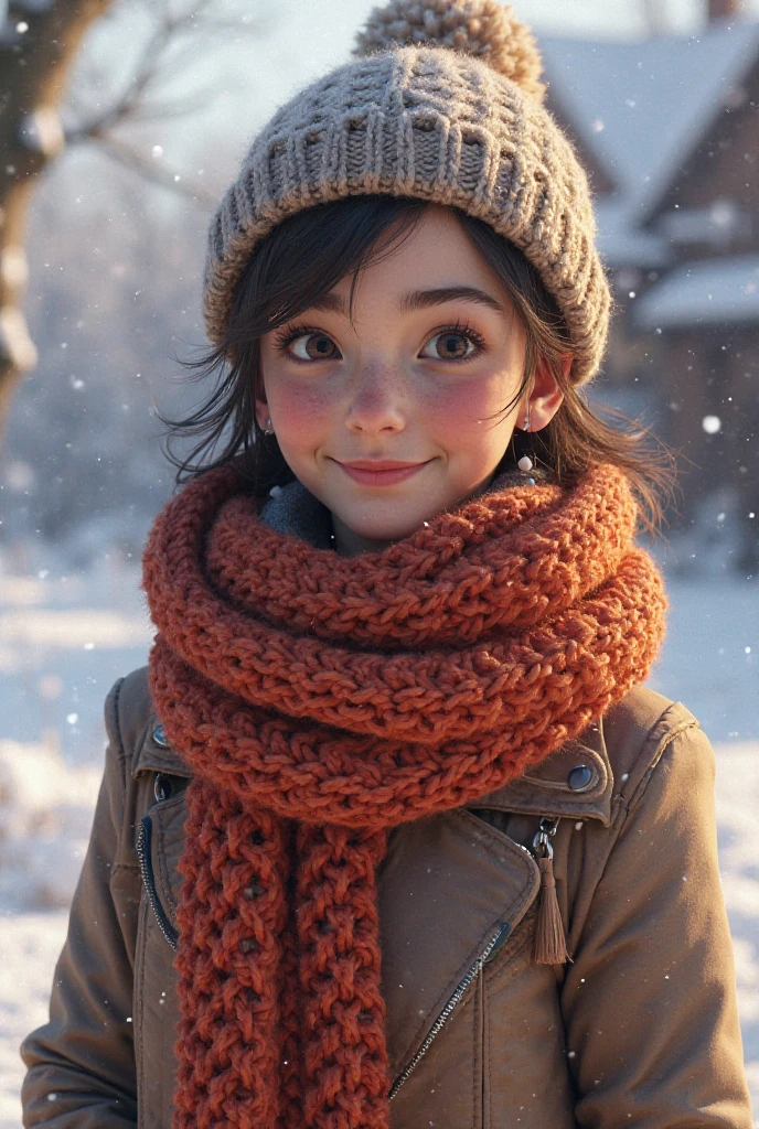 Give me a picture of a penis wearing a scarf and being cold