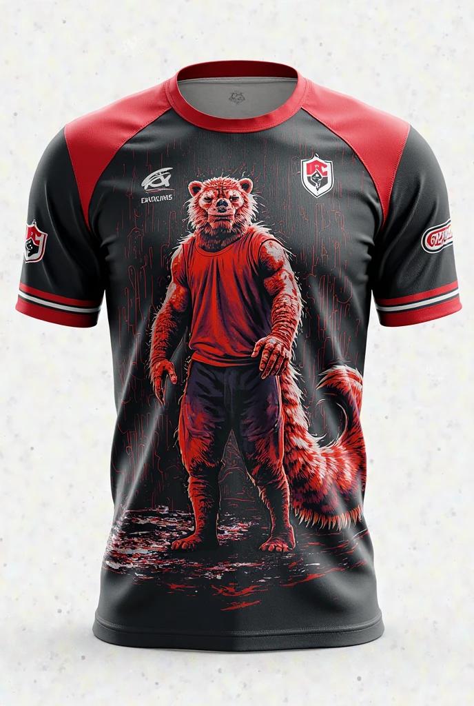 Red sports t-shirt and shorts for boys with a print of the Disney movie Fury Intensely