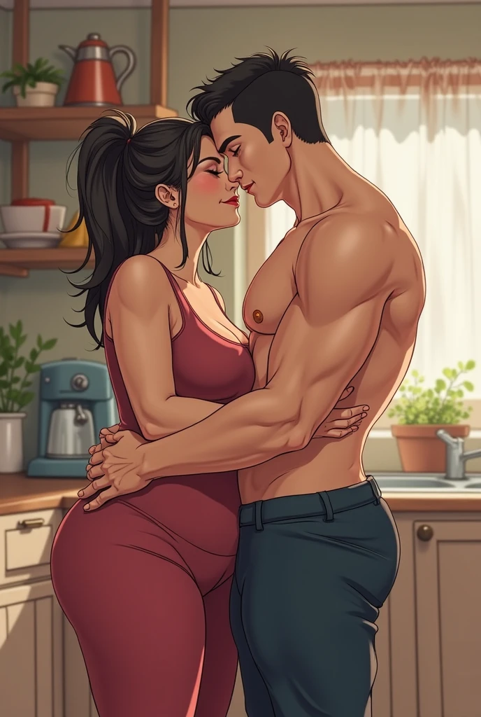 naked, tabletop,best qualityer,High details,1 boys,1ガール,girl with long hair and big breasts,The girl is naked,girl with black socks,1 boys,Afro man,men have muscles,the man seemed more intense,that boy looks very handsome,handsome man、handsome shape、A boy touches a woman's breast ,Girls are short,The boy is tall,Reflects the height difference between boys and girls,The height is 140 cm,A boy's height is 195 cm,A boy hugging one from the back,sit on a bed,The girls are thin,super gigantic chest