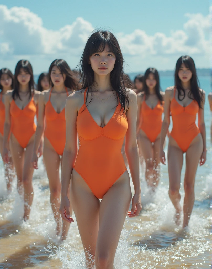 (((((Japanese Clone-girls=Myself))))), (((Super Best masterpiece Clone-girls Raw Photography Art))), (((16K, Highest quality, Ultra-high resolution, RAW Photos))), (((It's so unrealistic., With unparalleled depiction, With an unfathomable sight, An unprecedented and shocking worldview, Clone-girls: In a world of mass reproduction, Ultra-realistic))), (((Japanese Girls, Sasaki Nozomi, 28yo, Small face, Thick black hair, Medium to long hair, Dark Eyes, Mature face, Cute Smile, Smiling face, A gentle gaze, (((Very happy laughter)))))), (((Very beautiful detailed girls, Accurate body structure, Accurate body movements, Very detailed body, (((Super big breasts, Large bulge of ample breasts)))))), (((Orange swimsuit, Cleavage Emphasis, Emphasise the fullness of your breasts))), ((((((((Very detailed, Myself cloning, Depiction of splitting oneself, 1Myself girl→1,000,000,000,000,000,000,000,000,000,000Myself cloning girls)))))))), (((((((Myself clone-girlsから, Myself keeps multiplying, (Very detailed and intricate, To the exact, Flawless, (((In the same female body,With the same face, With the same hairstyle, In the same clothes, At the same height, 同じSuper big breastsである))), In a detailed depiction), 1,000,000,000,000,000,000,000,000,000,000 people))))))), (((((Myself girls only))))), (((((1,000,000,000,000,000,000,000,000,000,000Myself girls))))), (((((Very detailed depiction, Multiple or more Myselves, Physical contact, Pleasant conversation, Holding hands, Hug, walk, Turn around, Shift your gaze))))), (((Very detailed, Extremely crowded, Body-to-body contact with no gaps))), (Bright and soft light), (((((Clear and accurate perspective depiction, super wide view, Ultra-wide field of view, Focus on the average value of the image))))), A crowd of Myself filling up the horizon, Everyone is sexy!!!!, I want to touch each other, I want to have sex with everyone, I want to put my boobs together, Everyone is me, so it's okay to touch them, Sex with a group of people!!!!!