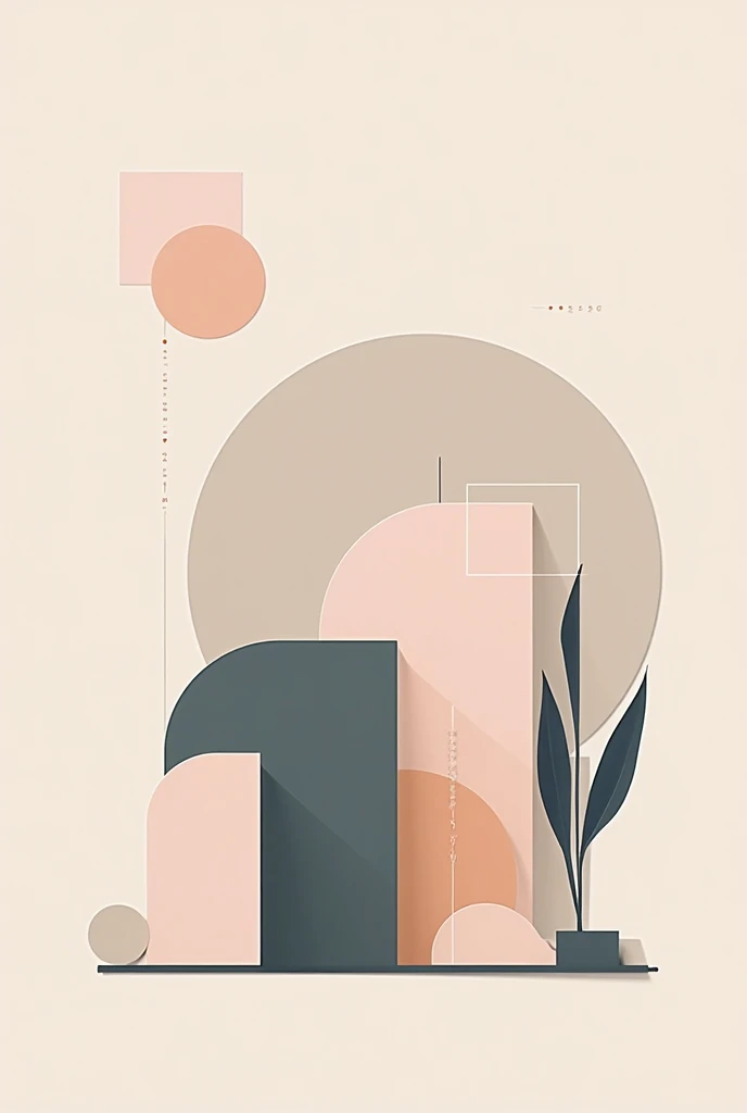 A minimalist abstract composition with geometric shapes and soft colors ...
