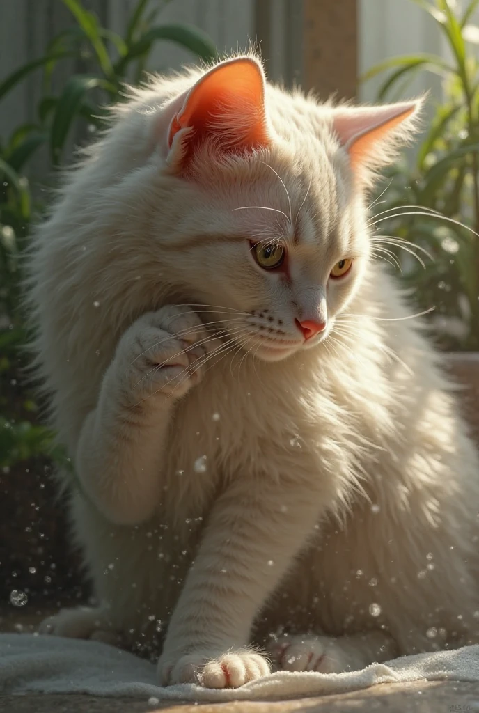 Feral, furry, panting, ragdoll cat ,  detailed paws, 5 fingers each paw, 1 tongue, 1 feline pussy, 1 anus, 2 ears, detached 1 tail, fluffy cat, after orgasm, vivid colors, realistic , white background, cum in ass, cum on floor, cum on pussy , realistic feline pussy, seductive, ragdoll breed, long fluffy tail