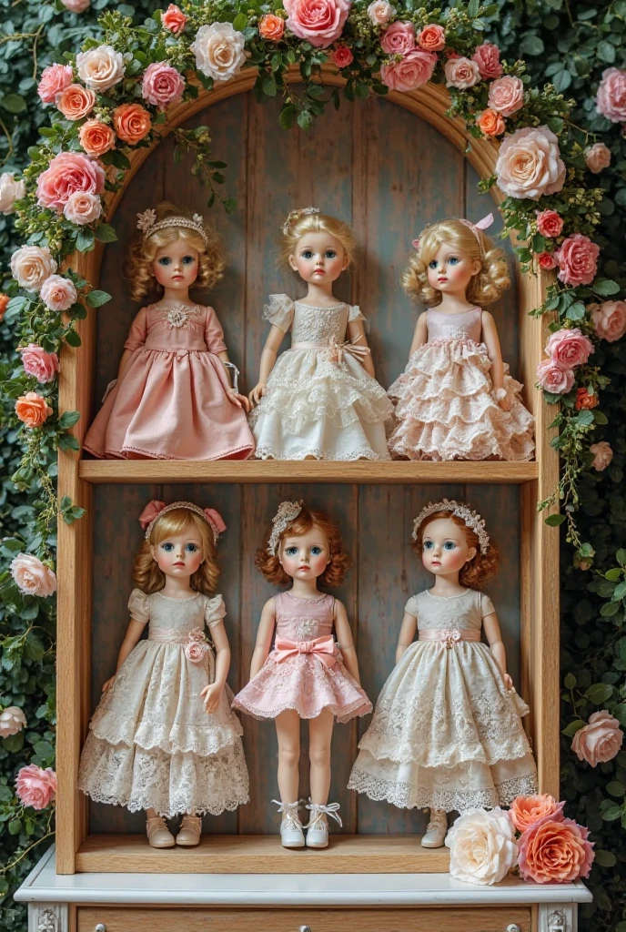 there are two photos of a woman in hat and doll, inspired by Rose Henriques, pink, inspired by Annie Rose Laing, maiden rosen, digital collage, rosses, vintage retro and romanticism, inspired by Margaret Brundage, inspired by Johanna Marie Fosie, alphonse mucha background, rococo fusion and art nouveau, nostalgic, doll house, porcelain dolls --auto --s2