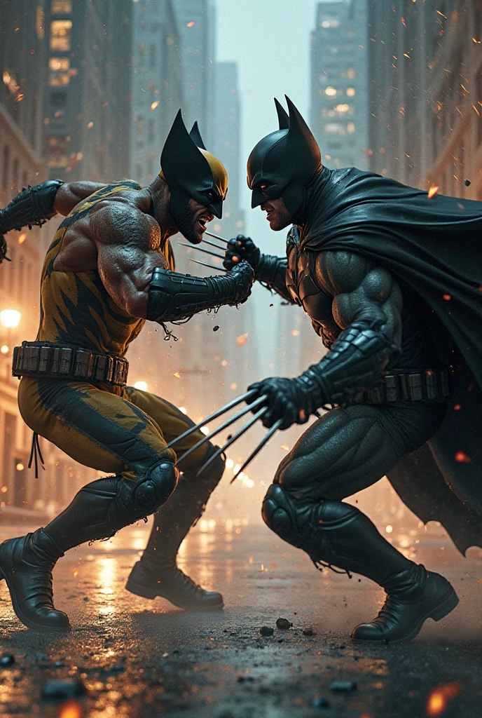 batman fighting wolverine 