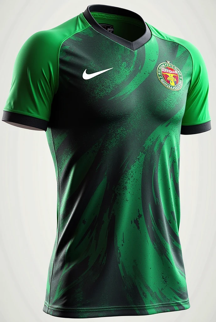 Football shirt with a green tone in general and some black color