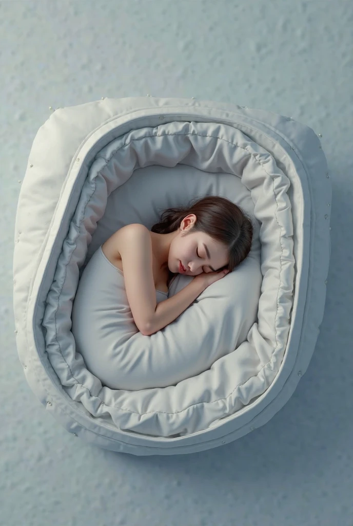 Highest quality, Face Focus, Soft Light, Ultra-high resolution, (Realistic:1.4), RAW Photos, 1 Japanese girl, Only at 30 years old, cute, Beautiful face in every detail, (Small Box),(High resolution detail of human skin texture), (short hair), indoor,In underwear, (Portraiture)、Face sleeping in bed