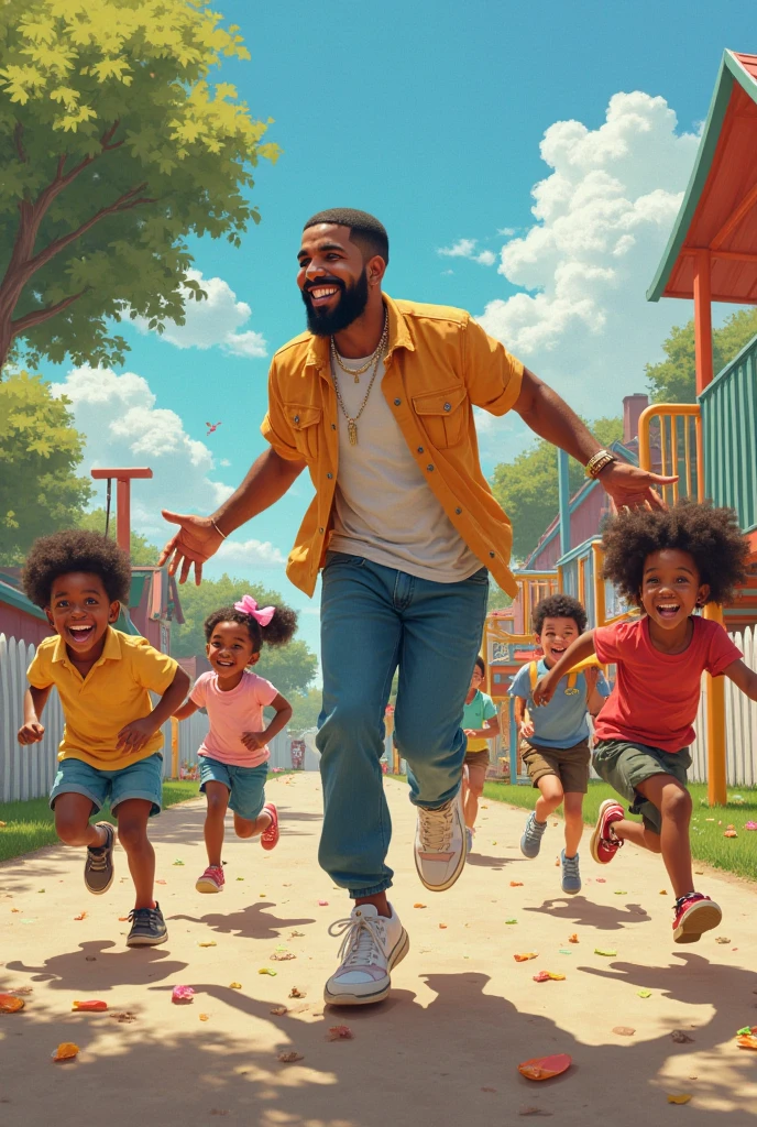 Drake with children
