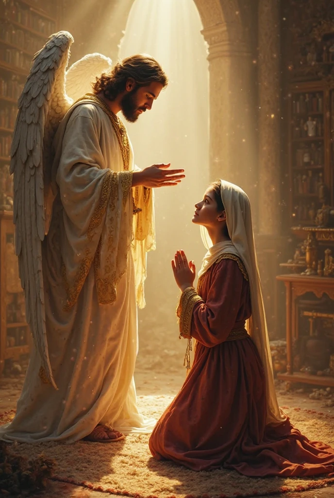 (photorealism:1.2), (4k) an angel man watching a person praying