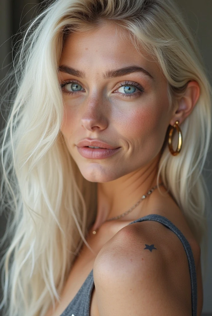 une lycéene philipienne blonde avec un tatouage au bras gauche portant une tenue de luxe.