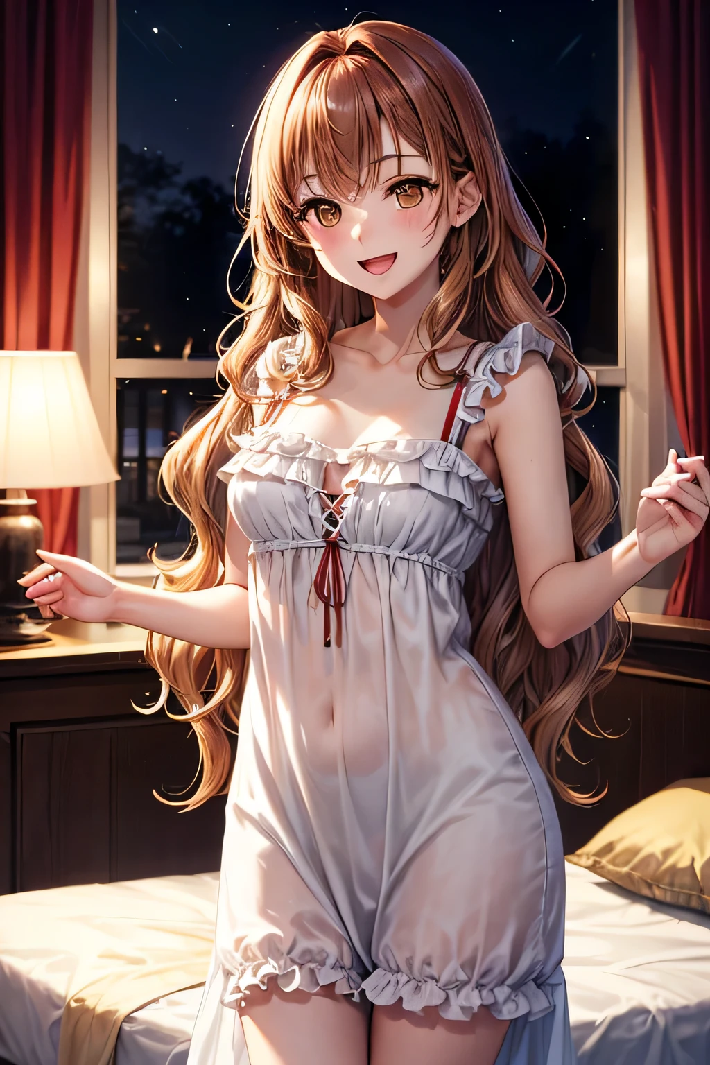 great masterpiece、Super delicate、1girl in、、in one's underwear only、red lingerie、a necklace、large full breasts、all-fours、to close range、proximity、Kamimei、Looking up at me、red blush、Embarrassing、Troubled face、Slightly open ゼタ