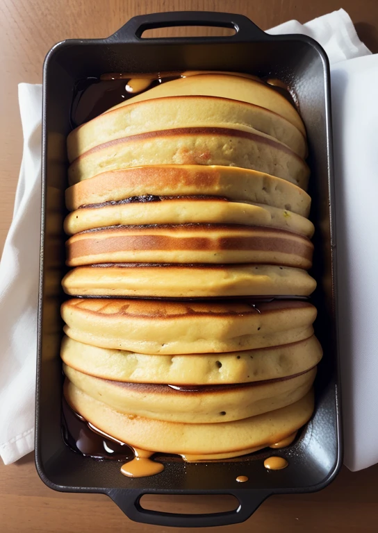 huge multi-layer pancakes，tender and juicy， top view