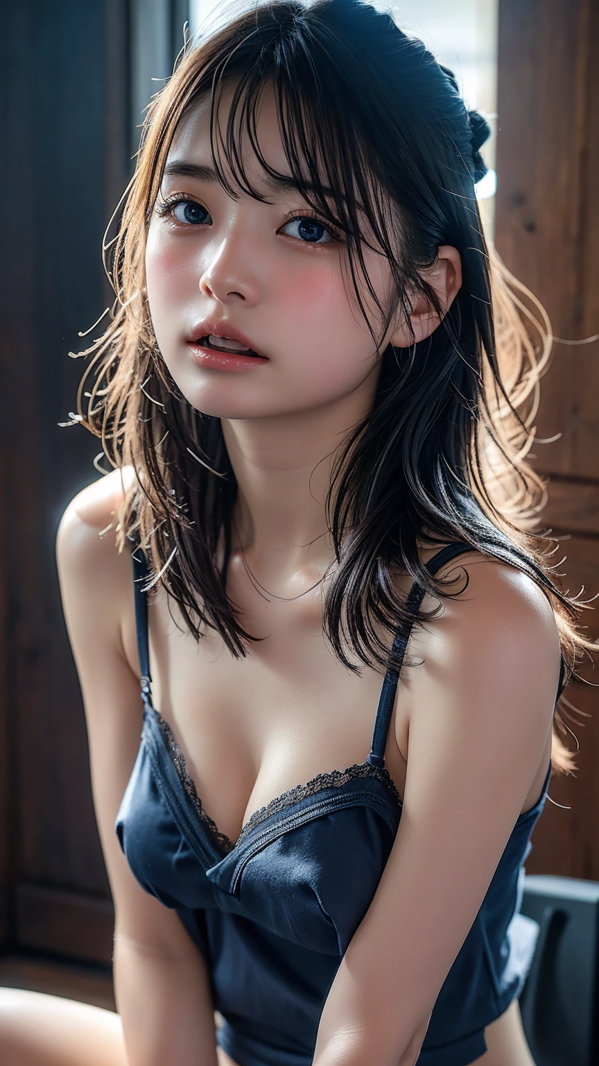 (highest quality, masterpiece:1.3), shape, ((Beautifully detailed face)), Beautiful and detailed skin, Intricate details, Very detailed, Best image quality in 8K, The true picture () (Succubus:1.4,lingerie,Woman with devil horns,Woman with a devil's tail,A woman with black demonic wings,A coat of arms is painted under the navel),Fantasy World,Baby Face,(Detailed Hair,Bobcut:1.6,Black Hair),Detailed lips,Open your mouth,(Bedroom,Sit on the bed,Her legs are spread),A seductive look,Realistic Face,Realistic Skin,(sexy:2.0,Underwear is disheveled),(Vibrant Skin,Moisturized Skin:1.2),Vivid lips,Lip gloss,Detailed legs,Beautiful legs,Beautiful ass,Red Eyes
