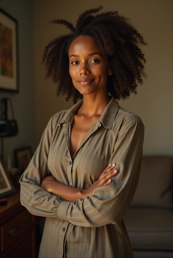 there is a woman with a pink shirt and black jeans, this person does not exist, mixed-race, black, latina, african, dominican, indian, light-brown skin, aida muluneh-aaliyah-nesta cooper-samantha logan-zazie beetz-ella ballinska-madeleine mantock-linnea berthelsen-kylie bunbury-aliko dangote-shar jackson-halle berry-jaz sinclair-amita suman merged, entire body visible, full body, hyperrealistic, real human skin, best quality, 8K, masterpiece, extremely intricate, detailed eyes, detailed face, detailed body, exaggerated features, pronounced features, fujifilm
