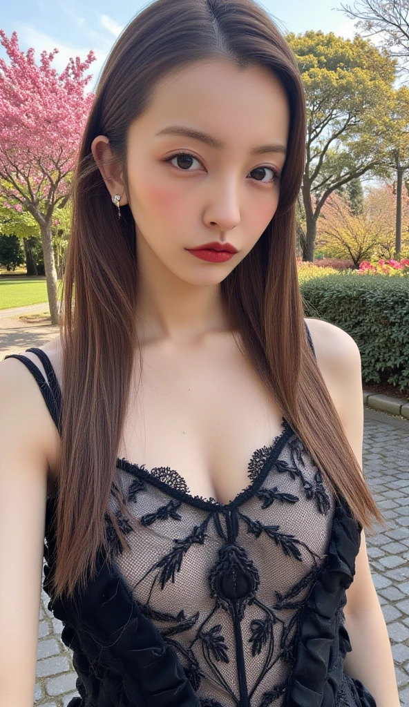 ((18 year old Japanese girl, 1 person)), (((Gothic Lolita Fashion:1.3)),(((Lace off-the-shoulder dress))),(((Outfit with intricate lace detailing))),(Emphasize large breasts:1.3),(European castle background:1.3),(Flowerbed with colorful flowers blooming in the garden),(squat:1.3),(The contrast of light and shadow makes the subject appear three-dimensional),Pretty and beautiful girl,Cute round face,Cute Smile,Blushing,Red lips,(Silvery white hair,Floral knit headband,Half Up、Floral braided space buns,Voluminous fishtail braid,Twisted pan,),(The bangs are see-through),hairpin,hair ornaments,Detailed clothing features,Detailed hair features,Detailed facial features,(Dynamic Angle),BREAK ceremony,((Random sexy poses、put in、Deep pleasure, Ecstatic eyes:1.2)), ((I gasp hard:1.2))、Ecstatic face、Climax expression, Through clenched teeth、My whole body is convulsing、Official Art,Highly detailed CG Unity 8k wallpaper, (masterpiece:1.0),(highest quality:1.0), photo shoot, 8k, Browsing Caution, High resolution, Kodak Portrait 400, Film Grain, Lens flare brilliance,Very low camera angle, View your audience