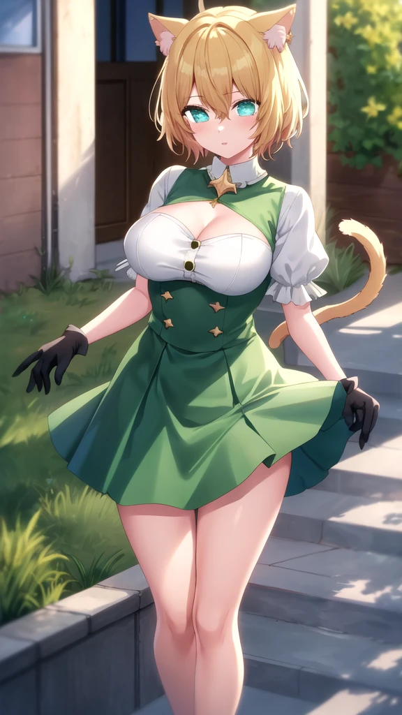 merula, full body, thighs, high heels, solo, medium tits, Bare bellies and belly buttons, school clothes,