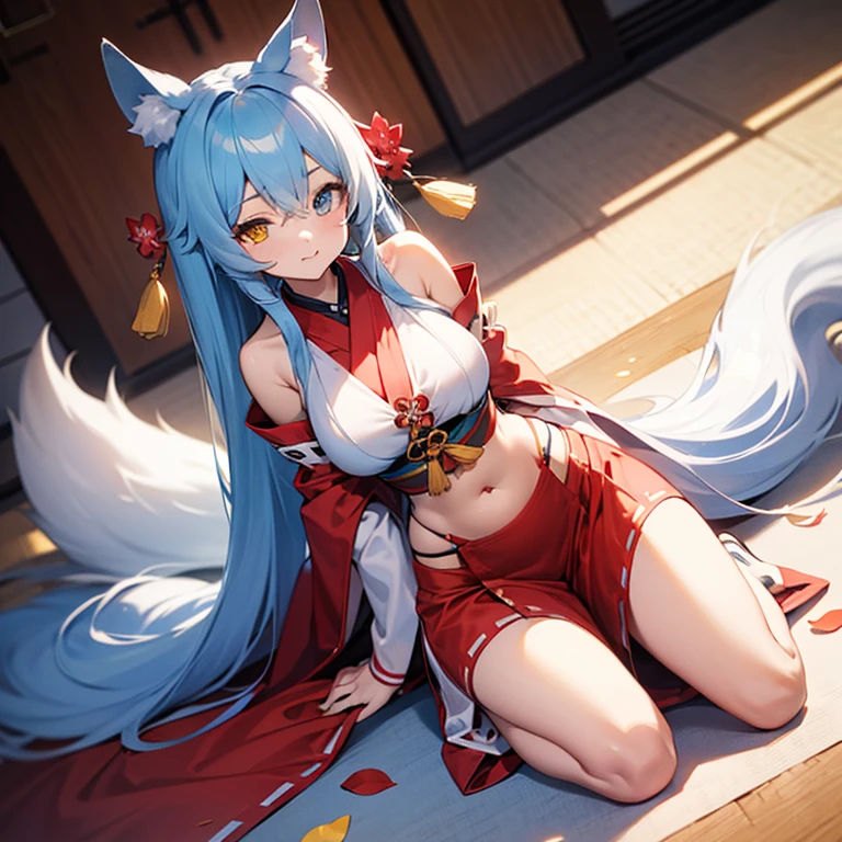 Miku Hatsune x vixen, hocivo de zorra high definition good anatomy agregar_detalle:1, pelaje azul,Orejas de Kitsune, tribal tattoo agregar_detalle:1, cute girl agregar_detalle:1, feudal priestess clothing agregar_detalle:1, japanese shrine landscape agregar_detalle:1, japanese shrine costume agregar_detalle:1, agregar_detalle:1, fullbody descalza agregar_detalle, highly detalleed face, deep aqua iris agregar_detalle:1 lighting eyes agregar_detalle:1, wild slut agregar_detalle:1, matsuri japones de fondo, fuegos artificiales en el cielo, glowing hair add_detail, glowing body add_detail, kitsune godness sendual and traditional kimono costume, descalza