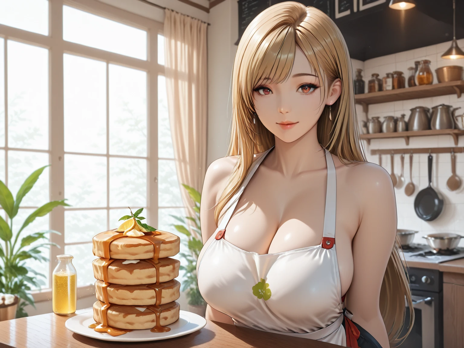 (highest quality:1.2), (Beautiful details:1.2),(Detailed eyes and skin), (Detailed facial features), Hmph, Perfect Style, Beautiful Face, Anatomically correct, Highly detailed face and skin texture, Shiny skin, Nanashi_yuzuriha, break (One girl:1.3), (alone), (Supermodel:1.2), Perfect Eyes, Symmetrical eyes, (Dramatic makeup: 1.3), (Heavy makeup: 1.3), (restaurant, waitress, Are standing, Holding a tray:1.2), (Tight fitting clothes:1.2), (Tight white tank top:1.5), (Wearing a white tank top over a naked body:1.2), (More Tangerine Orange Yoga Shorts:1.5), (Wear tangerine yoga shorts over pantyhose),(Owl print on tank top), (Planking neckline:1.2), Bare shoulders, (Perfect hands:1.2), (Molle Hand:1.2), Beautiful thighs, Highly detailed thighs, break (whole body:1.5), Fantastic and Hooters, Vibrant, Highly detailed background, (Hooters:1.3),Camel Toe、Giant tit、Nipple Puffs、Cleavage、Plump、Super big breasts、Super big butt、Hard erect large nipples、Large areola、Tight clothing、、Crop top、Nipple Puffs、Hard erect large nipples