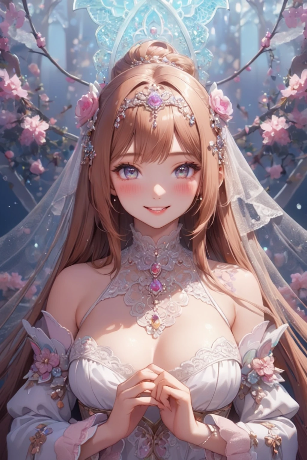 anime girl in a blue dress with long hair and a flower in her hair, seductive anime girl, anime goddess, cute anime waifu in a nice dress, beautiful anime girl, , blonde anime girl with long hair, beautiful alluring anime woman, pretty anime girl, in dress, anime visual of a cute girl, detailed digital anime art