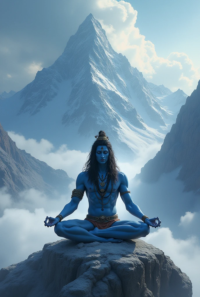 Mahadev ji on a ice glaciers in meditation
