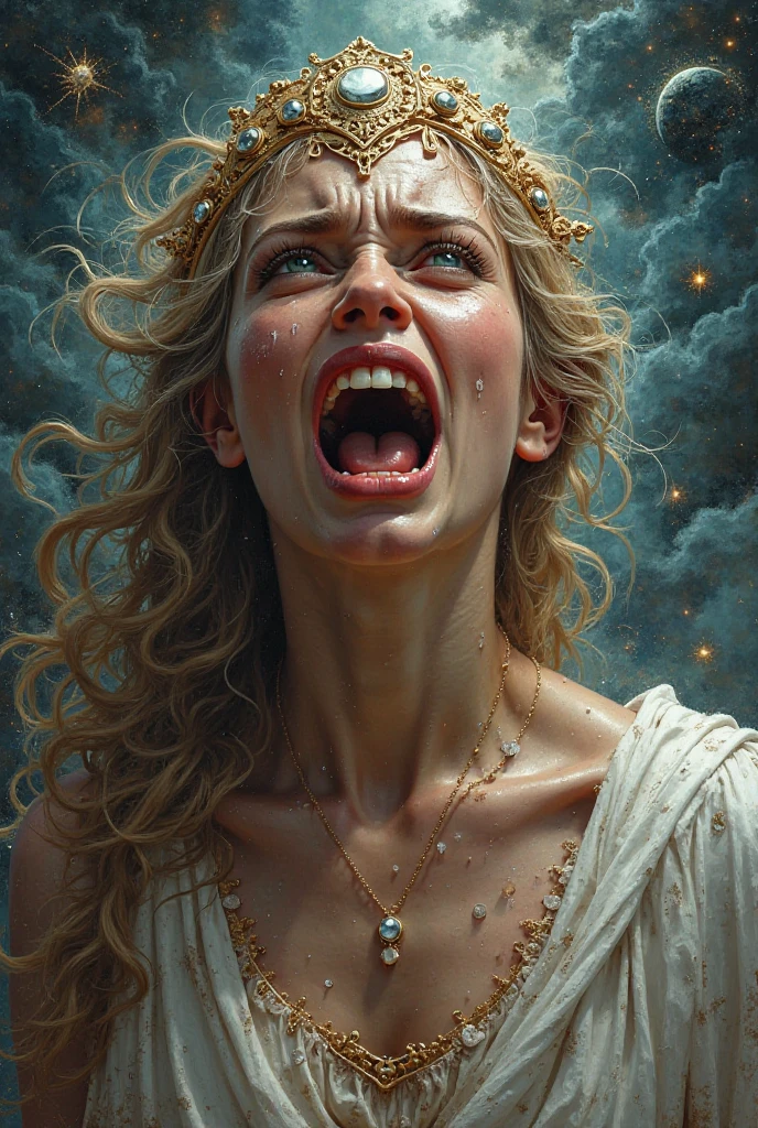 (sweet release),((close-up of woman's face:1.4)),(aroused:1.3),((closed eyes, scream:1.3)),(realistic illustration). cute 27 yo ((blonde:1.3)) Caucasian woman with green eyes. Sexy (chubby:0.7) figure, natural breasts, beautiful ass. Eyeglasses, cardigan, black floral print sundress, Masterpiece, (highly detailed:1.2),(detailed face and eyes:1.2), 8k wallpaper, cinematic lighting. core shadows, high contrast, bokeh.