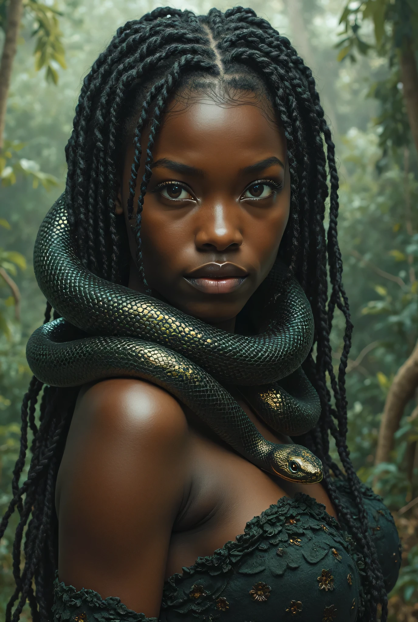 A black woman with a water hose connected to her round ass she shows me her ass on the screen with a hose in her free ass in the jungle while eating marijuana while a snake bites her ass