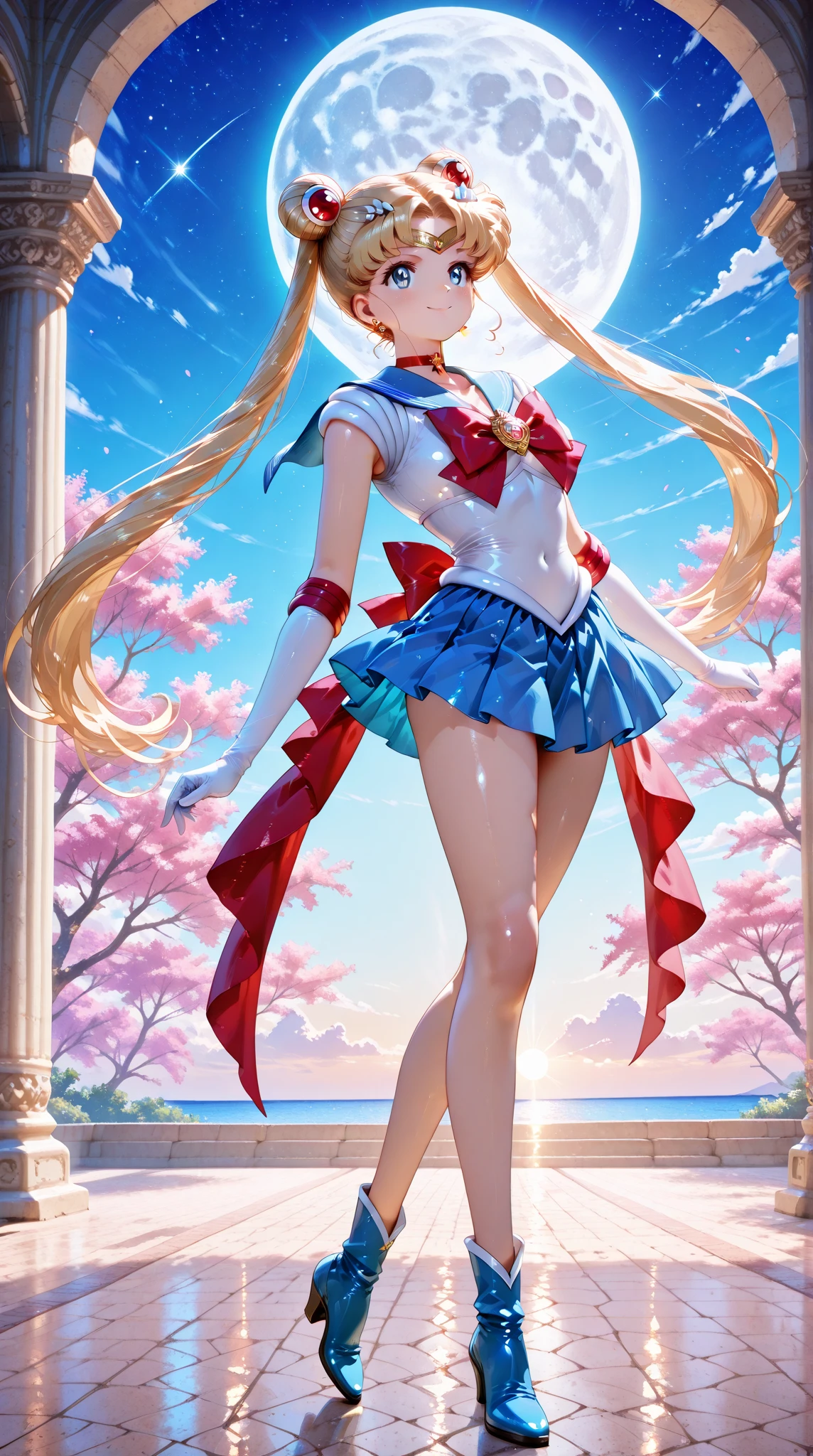 A beautiful woman dancing ballet, delicate face, perfect figure, pale slender legs, dancing ((on colorful clouds in the sky)) with clouds under her feet, colorful rainbows, flashes, dazzling, high quality, 8k