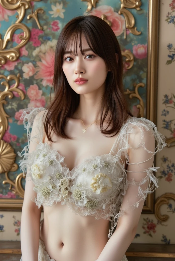 NSFW:0.9,( masterpiece, White and vibrant colors, (Expose:1.2), (Nipples:-0.9), (Large Breasts), (Accutance:0.9)), (((Renbutsu Misako|Misako Renbustu))), ((Facial Variations)), { belly button | Cute ass }, Highest quality and high resolution rendering. The image must be highly detailed, Realistic, and photoRealistic with a touch of rawness. Concept Art. Colours should be vibrant and clear, Increase the overall visual impact. (Body proportions and limbs are anatomically correct), (Vibrant colors shine through the delicate stained glass.). Delicate limbs, Shiny oiled ivory leather details, (Short Bob, Delicate clothes), Body proportions and limbs are anatomically correct .
