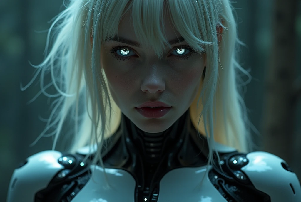 1 retrato de 1 mulher, inspirado na atriz Eva Green, rosto detalhado, olhos detalhados, musculatura correta, Anatomia correta, thirds rule, proportion Aurea, cyberpunk latex white, translucido, microchips, eletronicas, Cabos, cyber implants, high resolution better rendering, cinematic lighthing, 8k, papel de parede 8k