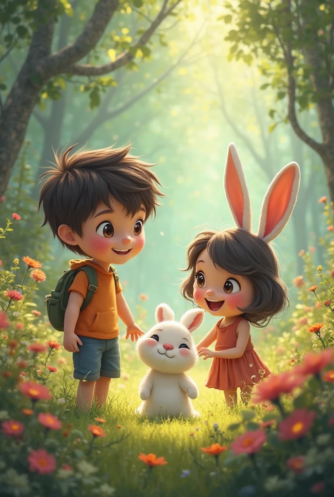 A boy proposes to a girl in an empty road and the boy gives her a ring Soo many tree in there and a beautiful rabbit in On both heads, on the boy's head I love you Mahi and on the girl's head I love you to Musaddik gerate this line