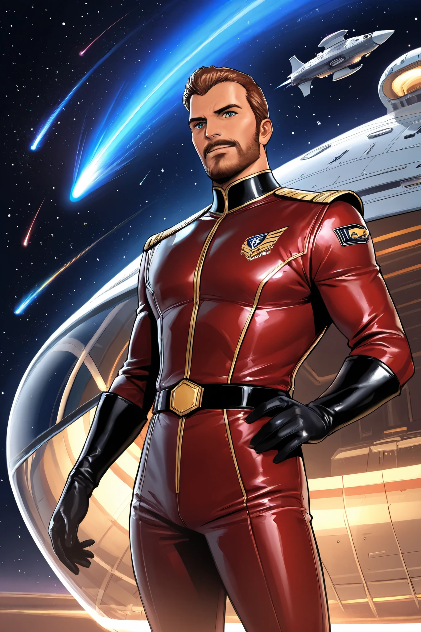 Space ship, captain future, comet, extremely fine and beautiful design, illustration, masterpiece,best quality, high resolution, 8k,