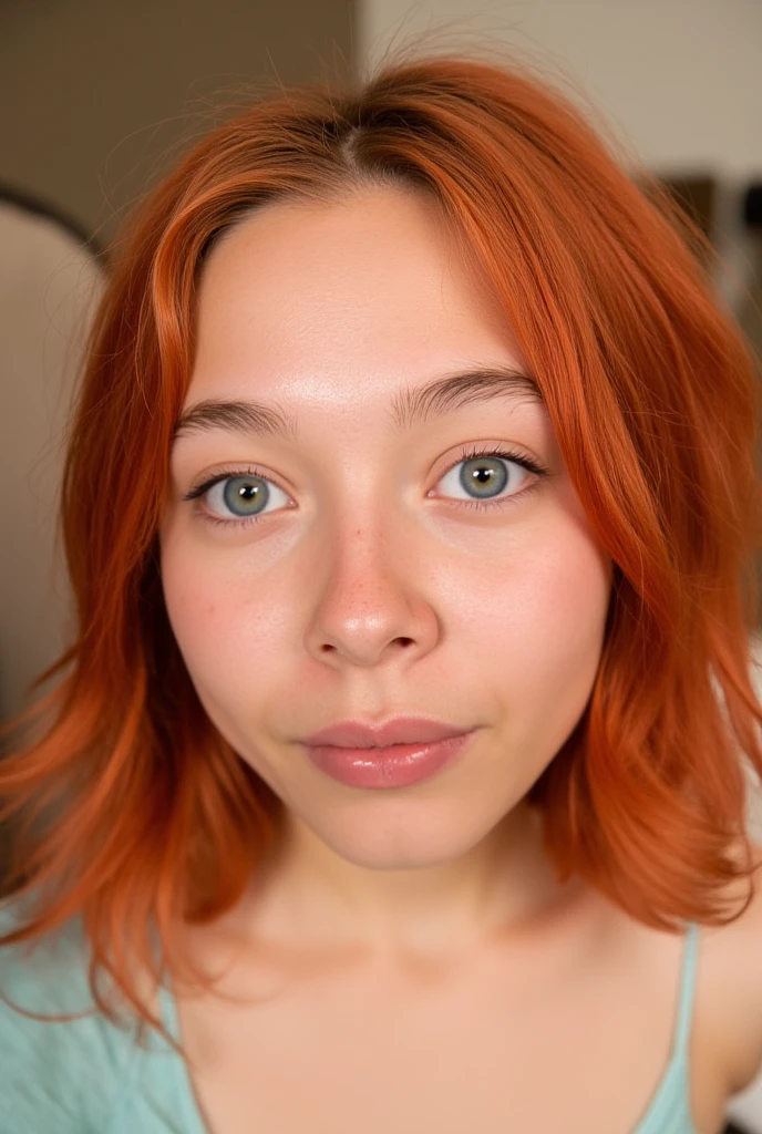 Da ist eine Frau mit roten Haaren und Piercings auf der Nase, sommersprossige blasse Haut, sweet freckles, Ingwerhaar mit Sommersprossen, Rote Haare und Sommersprossen, kleine Sommersprossen, rosige Wangen mit Sommersprossen, Ein Hauch von Sommersprossen, sehr helle Sommersprossen, leichte Sommersprossen, Sommersprossen, weiche Sommersprossen, sommersprossig, light sweet freckles, Sommersprossiges Gesicht, white freckles, mit Sommersprossen, ((full Body nude with giant saggy boobs and sexy curves))