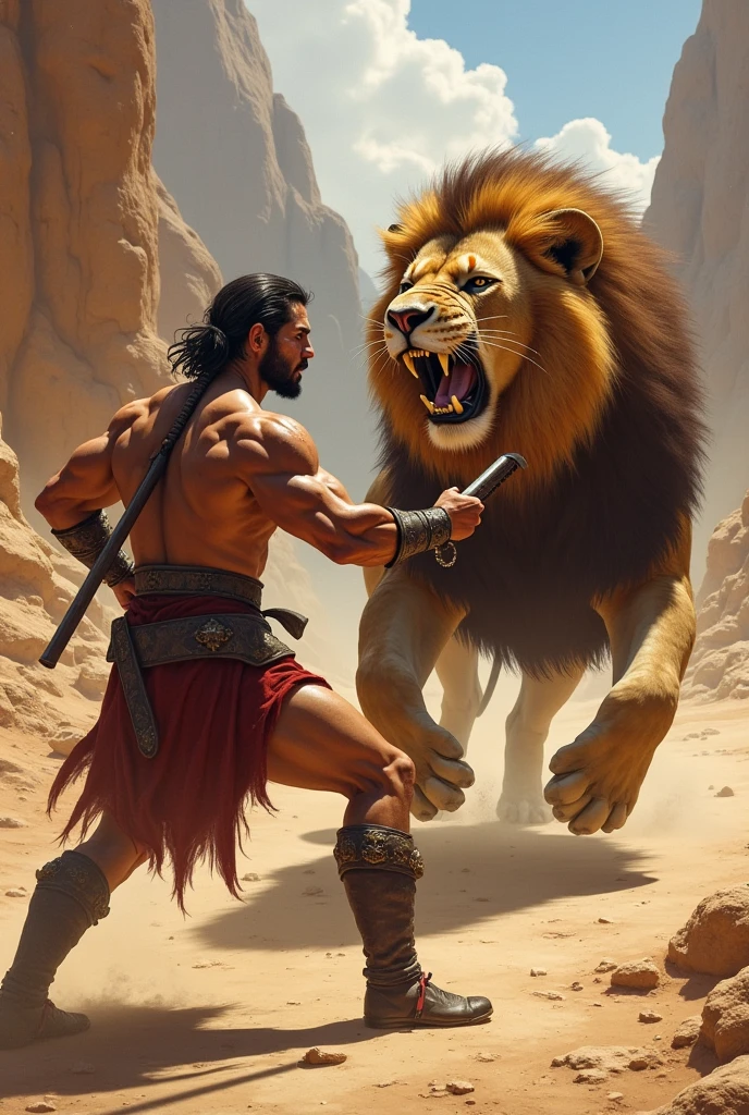 Name Horaz in the desert with a lion