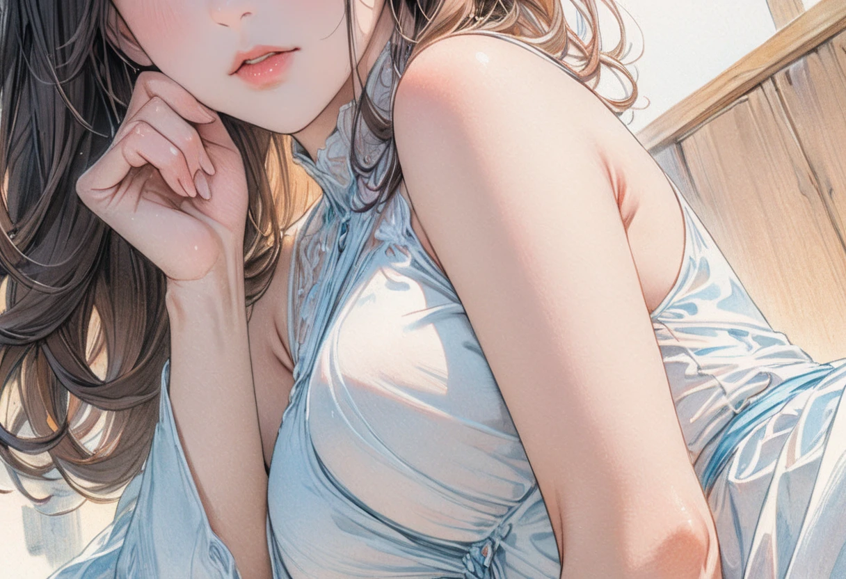 1girl in, depth of fields, One-person viewpoint, 135 mm, canon, F/1.8, nffsw, retinas, masutepiece, ccurate, Anatomically correct, Textured skin, high details, Super Detail, High quality, Best Quality, hight resolution, hard disk, 4K, 8K Aizuo、magnifica、the viewer、Realistis、Full body with camera、on the lap、squatt、Golden white hair、length hair、radical、A tall、Forced real water、White Less Cloth Transparent Mini Shirt、White transparent thong、sea side、Low Very detailed、Ahegao、Roll your eyes、blush、water running in mouth、Sticky tongue、Vaginal orchids、Runny Vaginal Discharge、Blowing tide、very Bigger breasts、Grasp your breasts with both hands、 Spread your legs、sexual excitement、Sex Expressions、shinny skin。realisitic、Photorealsitic:1.37)、（femele）a  photo of a((loose)Camisole)、 natural(midium breasts:1.35)、(micro:1.4)Lace pantie、looking at away、(Kpop Idol)、lying on one's side、dishevled hair、Medium Hair、(Pink blush)、(illuminating)、[[Open legs、Spread your legs apart]]、(独奏)、dynamicposes、((erectile nipple))、(female pubic-hair)、(Puffy eyes:1.3)、 (Slim legs)、erotick、nffsw、Highly detailed ambient occlusion、Natural and harmonious composition、fine-art photography、