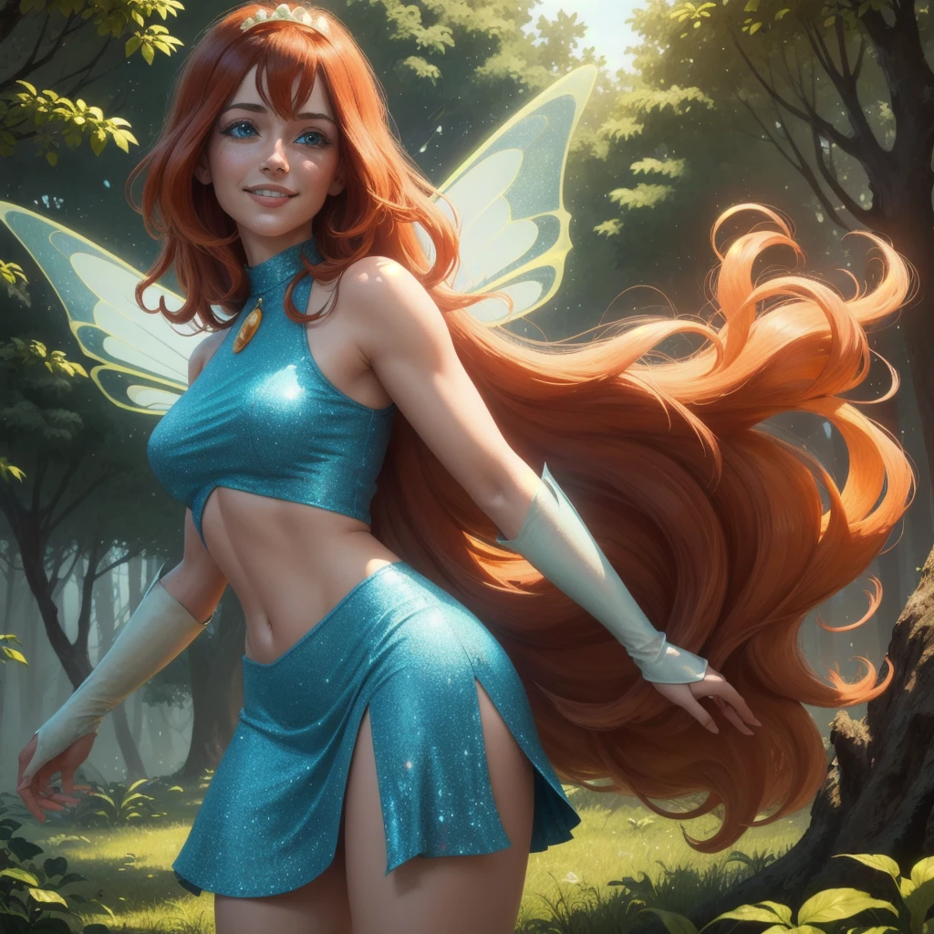 (girl,fullbody,thick thighs),(pevetido intentions),(fairy,bikini),(high heels),(fairy wings),(magical forest),(night),(magic in the air), night magical forest, magical energy in the air, waterfall, river.