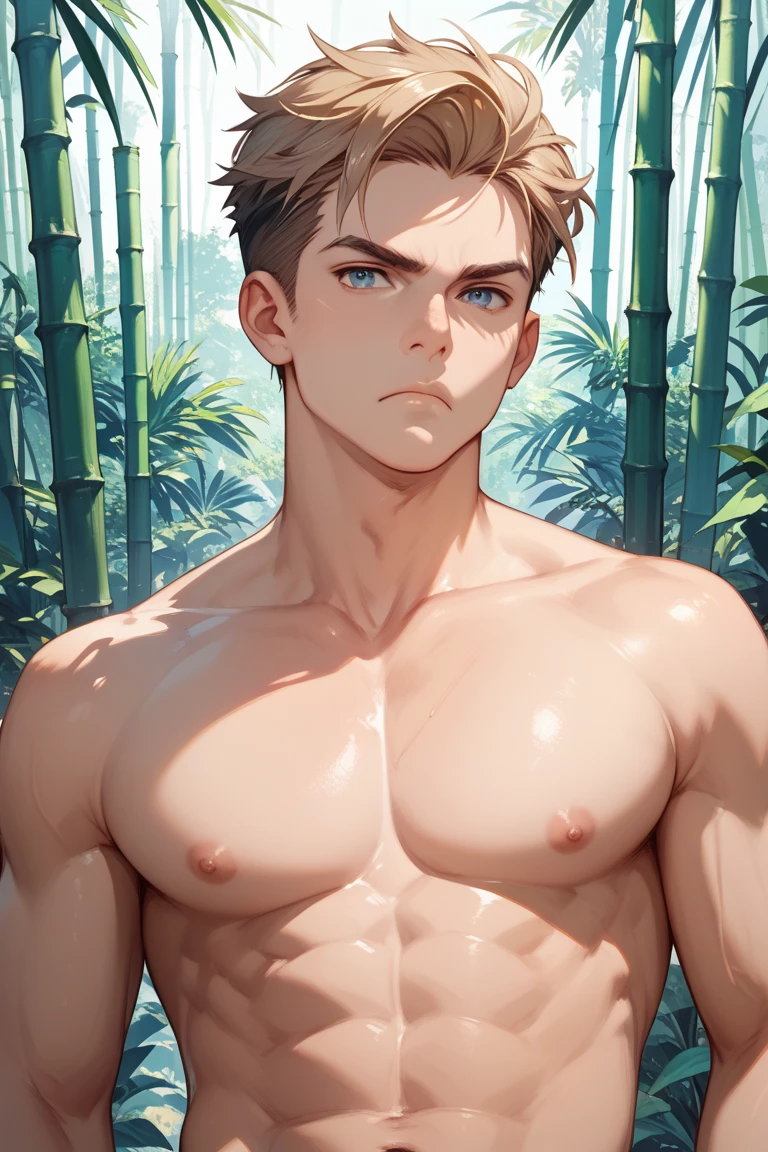 15-year-old boy, Upper body naked, White briefs ,Smooth Skin,lake,  Black Hair,   Thin、Beautiful Boy、Japanese、Dark Eyes