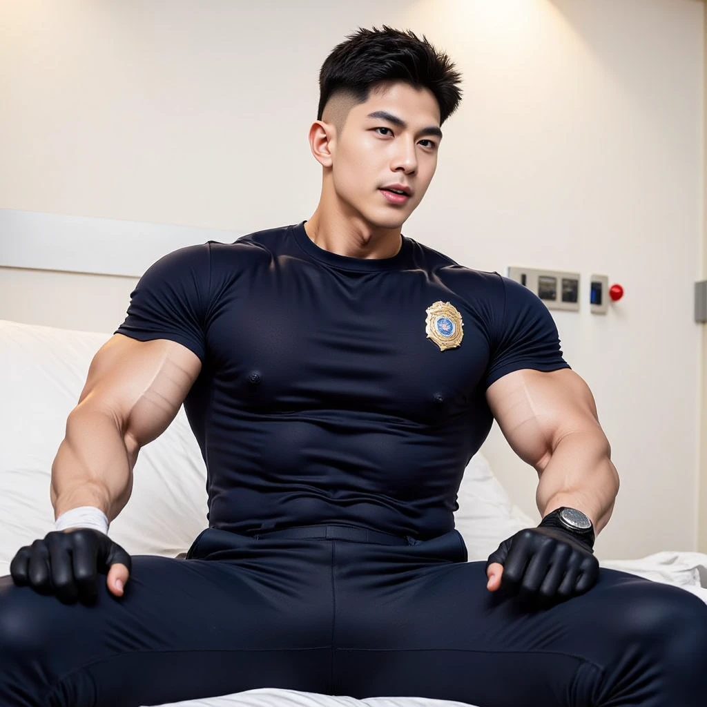 (masterpiece), (best quality), mr 1_onepiece, 1 man, solo, white hair,short hair,muscular, black trousers with white stripes