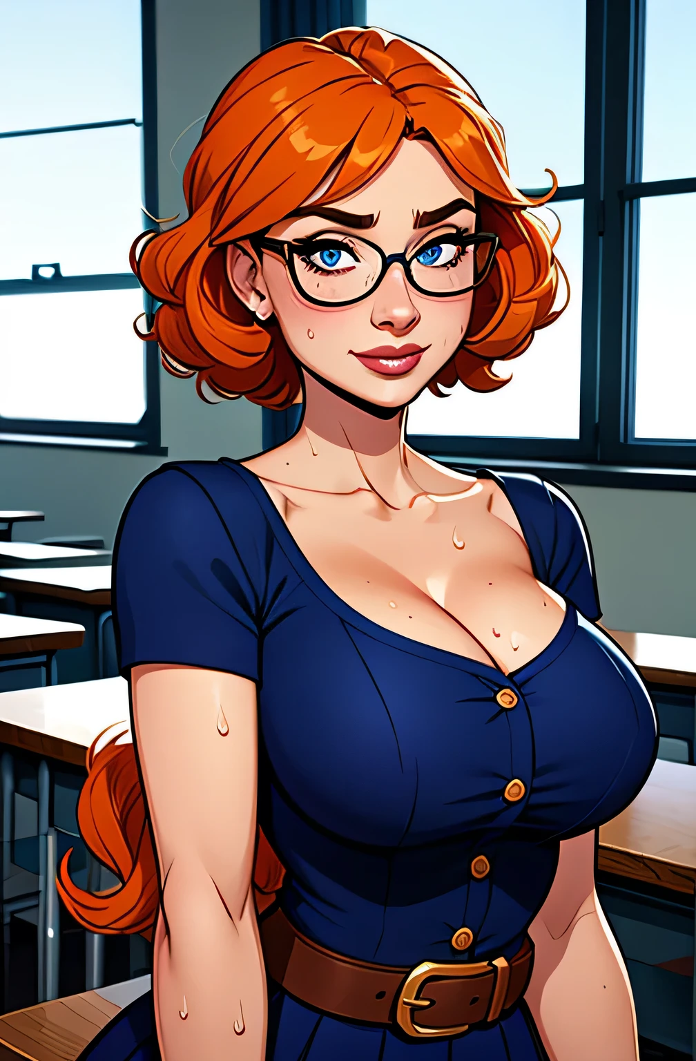 cartoon style:1.2), woman, Krista Allen, draw ART Artline, background a library with bookshelves, spanish woman, woman cartoon, sexy clothes , fearless and super brave girl , cartoon style illustration, cartoon art style, cartoon art style, digital illustration style, very detailed character design, cute detailed digital art, City fan art, portrait character design, linda digital illustration, High quality portrait, comic art, character design portrait, library background. Busty without clothes and very big breasts, perky tits, Cartoon style female character dressed as sexy schoolgirl, catholic high school student, Beautiful character pose in erotic pose, wearing glasses, schoolgirl uniform, deep cleavage, very short skirt, white thong, long stockings, beautiful breasts, well defined body, delicate and sensual, perfect hands, perfect fingers, full lips, long hair red head, cartoon style, digital illustration, J. Scott Campbell style