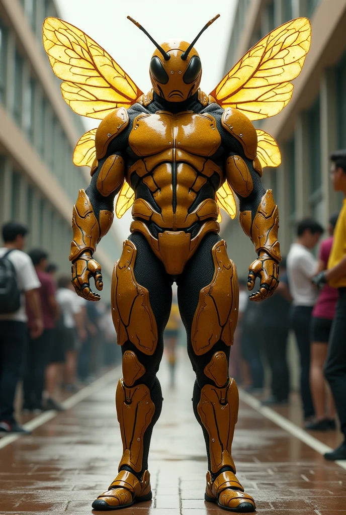 ((absurdres)) perfect whole body, ultra photorealistic, top quality, Photorealistic, ((16k UHD)) High Definition, high-res, ultra sharp, masterpiece, the best quality, intricate details, detailed eyes, perfect face detailed face, (((in a capital city town))) orange goggles, masterpiece, highly detailed exquisite character art, perfectly detailed ???????, detailed body, detailed pecs, hyper pecs, thick thighs, (((sunny weather))) (((natural lights))), ultra-realistic, (((1male))) ((tall muscular man male humanoid)), bald, humanoid yellow skin, bee ???????, deity, god of honey bees, humanoid black & yellow skin tone, yellow hue, powerful humanoid appearance, compound eyes, stinger, abdomen, metallic scales, scales. Metallic armour, wings, elf ears, glossy skin, large smirking face, flying in the sky, mandibles, Antenna, honey, ((male muscular stripe black & yellow humanoid insect honey bee)) (((yellow skin))), (((black skin))) 