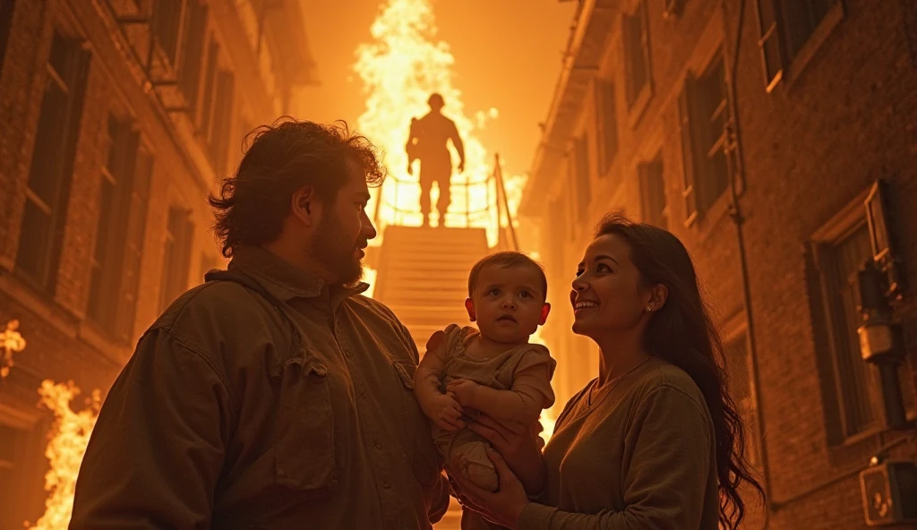 A cattle shed got huge fire and 2 Indian children are standing in front of the huge fire and they are in fear, one  is a boy and other  is a girl