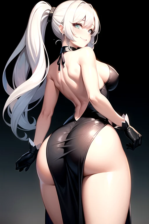 (Highest quality, 8k, masterpiece :1.3),2b,nier:Automata,Big Ass, One woman,,30 years old,Mom,Gray Hair,nsfw,Alluring expression,Sexy pose,Blindfold,Voluptuous body