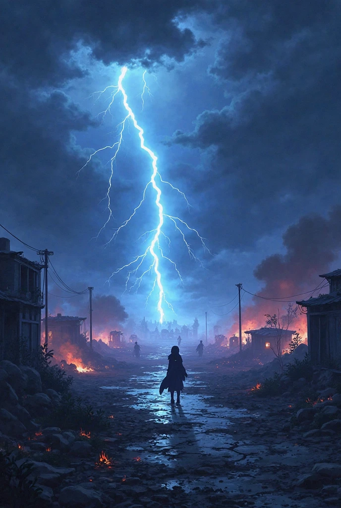 A detailed look at the legendary battle between David and Goliath, taking place in an ancient and ruined city. David, a fearless hero, faces Goliath, a menacing giant, amid destroyed buildings and rubble. The sky is dark, with lightning illuminating the horizon. The atmosphere is gloomy and full of tension. Digital illustration, dark and detailed style, --ar 16:9 --v 5 --auto
