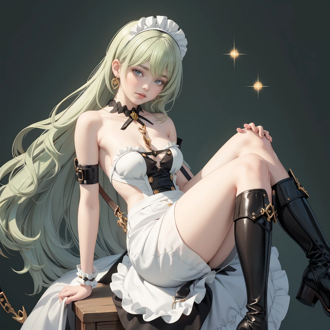 anime girl in white dress sitting on a stool with a knife, twintails white_gloves, azur lane style, from the azur lane videogame, fine details. girls frontline, biomechanical oppai, cushart krenz key art feminine, pixiv 3dcg, from arknights, from girls frontline, top rated on pixiv, nikke character rupe winter
