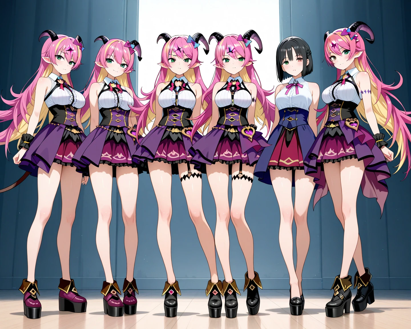 Black and white, zombie mayan warrior holding punk aztec mawscots. black hair brunette, dream pastel anime. pastel kawaii tech colors, moecore. chibicore. Cute and soft shoujo anime style. smiling, mouth open, full body, psicion t