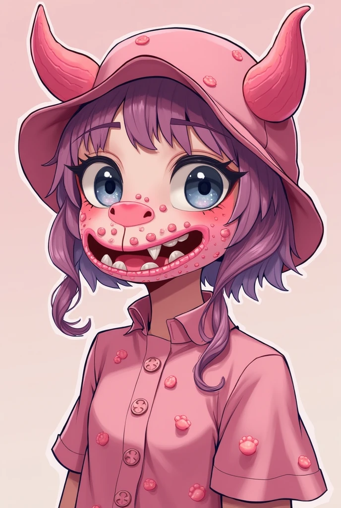 Horror art with a  and her pet bunny