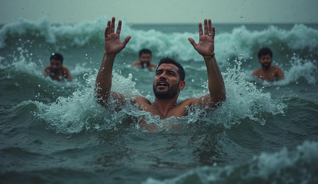 Man drowning trying to breathe