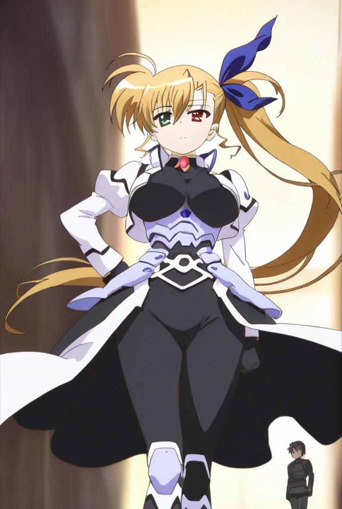 1girl, solo, arcueid brunestud, red eyes, blonde hair, solo, breasts, evil smile, arcueid, blood,