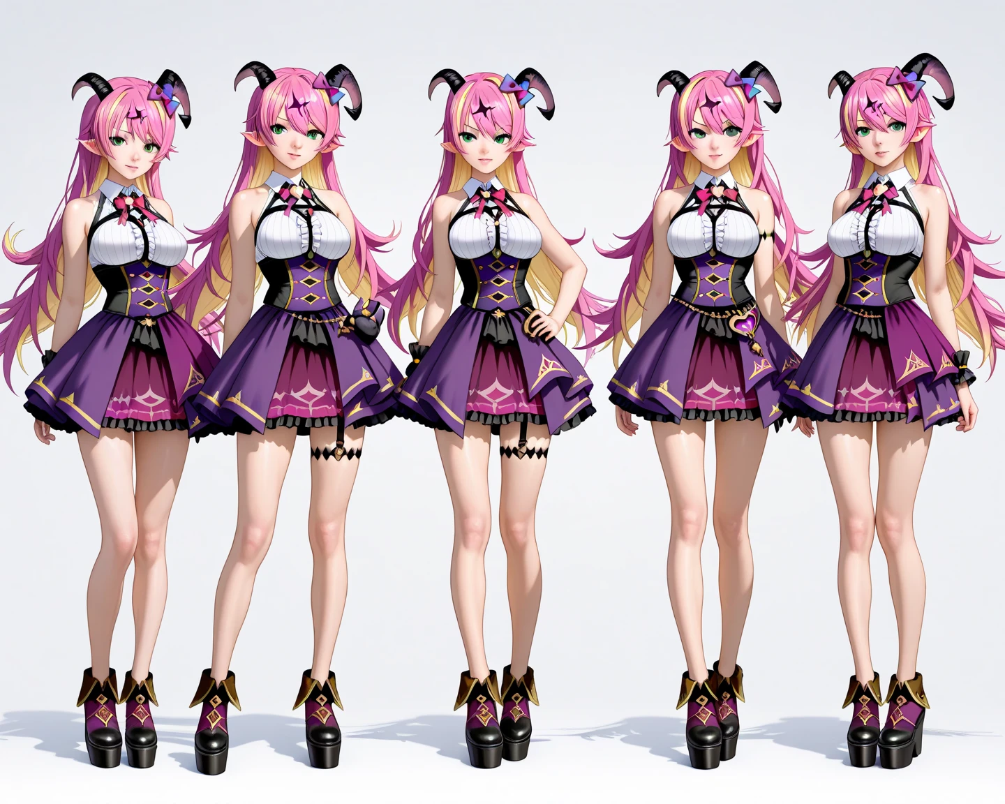 (best quality), (masterpiece), (1girl), kanroji_mitsuri, Kanroji Mitsuri from Demon Slayer, pink and green hair, big breast, Kanroji costume, Mitsuri, Demon Slayer Uniform, Gradient Hair, simple background